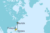 Visitando Norfolk (Virginia/EEUU), Freeport (Bahamas), Nassau (Bahamas), Norfolk (Virginia/EEUU)