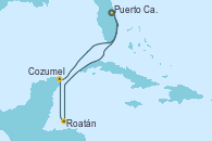 Visitando Puerto Cañaveral (Florida), Roatán (Honduras), Cozumel (México), Puerto Cañaveral (Florida)