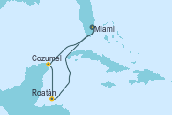 Visitando Miami (Florida/EEUU), Cozumel (México), Roatán (Honduras), Miami (Florida/EEUU)