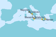 Visitando Civitavecchia (Roma), Atenas (Grecia), Katakolon (Olimpia/Grecia), Messina (Sicilia), Nápoles (Italia), Civitavecchia (Roma)