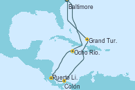 Visitando Baltimore (Maryland), Ocho Ríos (Jamaica), Puerto Limón (Costa Rica), Colón (Panamá), Grand Turks(Turks & Caicos), Baltimore (Maryland)