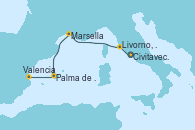 Visitando Civitavecchia (Roma), Livorno, Pisa y Florencia (Italia), Marsella (Francia), Palma de Mallorca (España), Valencia