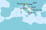 Visitando Ravenna (Italia), Trieste (Italia), Split (Croacia), Dubrovnik (Croacia), Kotor (Montenegro), Salerno (Italia), Civitavecchia (Roma)