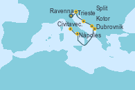 Visitando Ravenna (Italia), Trieste (Italia), Split (Croacia), Dubrovnik (Croacia), Kotor (Montenegro), Nápoles (Italia), Civitavecchia (Roma)