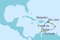 Visitando San Juan (Puerto Rico), Aruba (Antillas), Curacao (Antillas), Fuerte de France (Martinica), Basseterre (Antillas), San Juan (Puerto Rico)