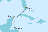 Visitando Miami (Florida/EEUU), Roatán (Honduras), Cozumel (México), Miami (Florida/EEUU)