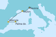 Visitando Savona (Italia), Toulon (Francia), Valencia, Palma de Mallorca (España)