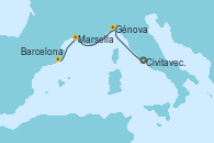 Visitando Civitavecchia (Roma), Génova (Italia), Marsella (Francia), Barcelona