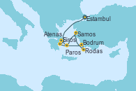 Visitando Estambul (Turquía), Siros (Grecia), Bodrum (Turquia), Rodas (Grecia), Samos (Grecia), Paros (Grecia), Atenas (Grecia)