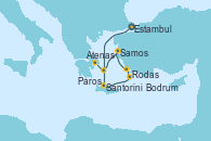 Visitando Estambul (Turquía), Santorini (Grecia), Rodas (Grecia), Bodrum (Turquia), Samos (Grecia), Paros (Grecia), Atenas (Grecia)