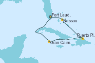 Visitando Fort Lauderdale (Florida/EEUU), Gran Caimán (Islas Caimán), Puerto Plata, Republica Dominicana, Nassau (Bahamas), Fort Lauderdale (Florida/EEUU)