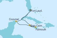 Visitando Fort Lauderdale (Florida/EEUU), Gran Caimán (Islas Caimán), Falmouth (Jamaica), Cozumel (México), Fort Lauderdale (Florida/EEUU)