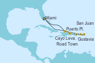 Visitando Miami (Florida/EEUU), Puerto Plata, Republica Dominicana, Cayo Levantado (República Dominicana), San Juan (Puerto Rico), Gustavia (Antillas Francesas), Road Town (Isla Tórtola/Islas Vírgenes), Miami (Florida/EEUU)