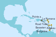 Visitando La Romana (República Dominicana), Roseau (Dominica), Bridgetown (Barbados), Pointe a Pitre (Guadalupe), Basseterre (Antillas), Road Town (Isla Tórtola/Islas Vírgenes), La Romana (República Dominicana)