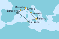 Visitando Barcelona, La Goulette (Tunez), Palermo (Italia), Civitavecchia (Roma), Savona (Italia), Marsella (Francia), Barcelona