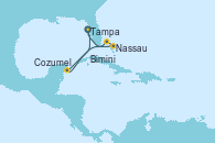 Visitando Tampa (Florida), Nassau (Bahamas), Bimini (Bahamas), Cozumel (México), Tampa (Florida)