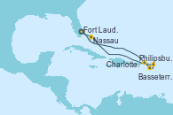 Visitando Fort Lauderdale (Florida/EEUU), Basseterre (Antillas), Philipsburg (St. Maarten), Charlotte Amalie (St. Thomas), Nassau (Bahamas), Fort Lauderdale (Florida/EEUU)