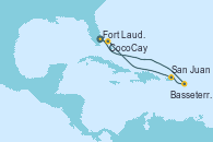 Visitando Fort Lauderdale (Florida/EEUU), Basseterre (Antillas), San Juan (Puerto Rico), CocoCay (Bahamas), Fort Lauderdale (Florida/EEUU)