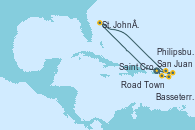 Visitando San Juan (Puerto Rico), Road Town (Isla Tórtola/Islas Vírgenes), Philipsburg (St. Maarten), St. John´s (Antigua y Barbuda), Basseterre (Antillas), Saint Croix (Islas Vírgenes), San Juan (Puerto Rico)