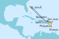 Visitando San Juan (Puerto Rico), Philipsburg (St. Maarten), St. John´s (Antigua y Barbuda), Roseau (Dominica), Basseterre (Antillas), Saint Croix (Islas Vírgenes), San Juan (Puerto Rico)