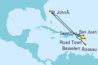 Visitando San Juan (Puerto Rico), Road Town (Isla Tórtola/Islas Vírgenes), St. John´s (Antigua y Barbuda), Roseau (Dominica), Saint Croix (Islas Vírgenes), Basseterre (Antillas), San Juan (Puerto Rico)