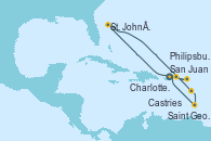 Visitando San Juan (Puerto Rico), Charlotte Amalie (St. Thomas), Philipsburg (St. Maarten), St. John´s (Antigua y Barbuda), Castries (Santa Lucía/Caribe), Saint George (Grenada), San Juan (Puerto Rico)