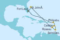 Visitando Fort Lauderdale (Florida/EEUU), Philipsburg (St. Maarten), Castries (Santa Lucía/Caribe), Saint George (Grenada), Roseau (Dominica), St. John´s (Antigua y Barbuda), Fort Lauderdale (Florida/EEUU)