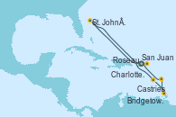 Visitando San Juan (Puerto Rico), Charlotte Amalie (St. Thomas), St. John´s (Antigua y Barbuda), Roseau (Dominica), Castries (Santa Lucía/Caribe), Bridgetown (Barbados), San Juan (Puerto Rico)