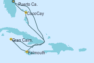 Visitando Puerto Cañaveral (Florida), Falmouth (Jamaica), Gran Caimán (Islas Caimán), CocoCay (Bahamas), Puerto Cañaveral (Florida)