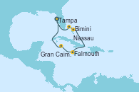 Visitando Tampa (Florida), Bimini (Bahamas), Nassau (Bahamas), Falmouth (Jamaica), Gran Caimán (Islas Caimán), Tampa (Florida)