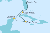 Visitando Puerto Cañaveral (Florida), Cayo Hueso (Key West/Florida), Gran Caimán (Islas Caimán), Cozumel (México), Puerto Cañaveral (Florida)