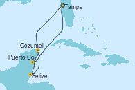 Visitando Tampa (Florida), Belize (Caribe), Cozumel (México), Puerto Costa Maya (México), Tampa (Florida)