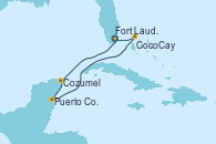 Visitando Fort Lauderdale (Florida/EEUU), Cozumel (México), Puerto Costa Maya (México), CocoCay (Bahamas), Fort Lauderdale (Florida/EEUU)