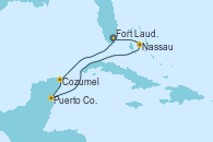 Visitando Fort Lauderdale (Florida/EEUU), Cozumel (México), Puerto Costa Maya (México), Nassau (Bahamas), Fort Lauderdale (Florida/EEUU)