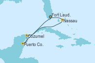 Visitando Fort Lauderdale (Florida/EEUU), Puerto Costa Maya (México), Cozumel (México), Nassau (Bahamas), Fort Lauderdale (Florida/EEUU)