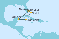 Visitando Fort Lauderdale (Florida/EEUU), Bimini (Bahamas), Nassau (Bahamas), Cozumel (México), Gran Caimán (Islas Caimán), Fort Lauderdale (Florida/EEUU)