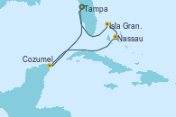 Visitando Tampa (Florida), Isla Gran Bahama (Florida/EEUU), Nassau (Bahamas), Cozumel (México), Tampa (Florida)