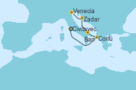 Visitando Civitavecchia (Roma), Corfú (Grecia), Bari (Italia), Zadar (Croacia), Venecia (Italia)