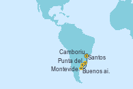 Visitando Santos (Brasil), Buenos aires, Punta del Este (Uruguay), Montevideo (Uruguay), Camboriu, Brazil, Santos (Brasil)