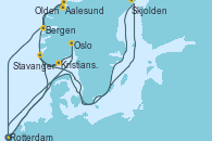 Visitando Rotterdam (Holanda), Oslo (Noruega), Kristiansand (Noruega), Stavanger (Noruega), Skjolden (Noruega), Rotterdam (Holanda), Aalesund (Noruega), Olden (Noruega), Bergen (Noruega), Rotterdam (Holanda)