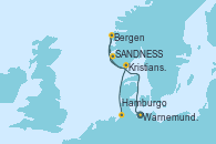 Visitando Warnemunde (Alemania), SANDNESS (STAVANGER), Bergen (Noruega), Kristiansand (Noruega), Hamburgo (Alemania)