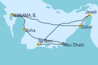 Visitando Abu Dhabi (Emiratos Árabes Unidos), Doha (Catar), MANAMA, BAHRAIN, Dubai, Dubai, Jasab (Omán), Sir Bani Yas Is (Emiratos Árabes Unidos), Abu Dhabi (Emiratos Árabes Unidos)