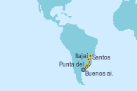 Visitando Buenos aires, Santos (Brasil), Itajaí (Brasil), Punta del Este (Uruguay), Buenos aires