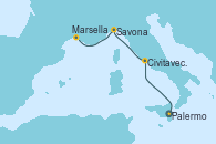 Visitando Palermo (Italia), Civitavecchia (Roma), Savona (Italia), Marsella (Francia)