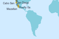 Visitando San Diego (California/EEUU), Puerto Vallarta (México), Mazatlan (México), Cabo San Lucas (México), San Diego (California/EEUU), Cabo San Lucas (México), Mazatlan (México), Puerto Vallarta (México), San Diego (California/EEUU)