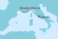 Visitando Civitavecchia (Roma), Génova (Italia), Marsella (Francia), Génova (Italia)