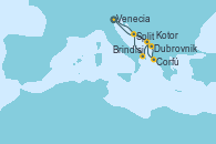 Visitando Venecia (Italia), Dubrovnik (Croacia), Corfú (Grecia), Kotor (Montenegro), Brindisi (Italia), Split (Croacia), Venecia (Italia)