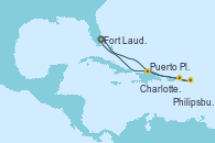 Visitando Fort Lauderdale (Florida/EEUU), Puerto Plata, Republica Dominicana, Charlotte Amalie (St. Thomas), Philipsburg (St. Maarten), Fort Lauderdale (Florida/EEUU)