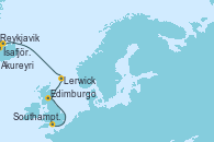 Visitando Reykjavik (Islandia), Ísafjörður (Islandia), Akureyri (Islandia), Lerwick (Escocia), Edimburgo (Escocia), Southampton (Inglaterra)