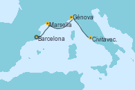 Visitando Barcelona, Marsella (Francia), Génova (Italia), Civitavecchia (Roma)